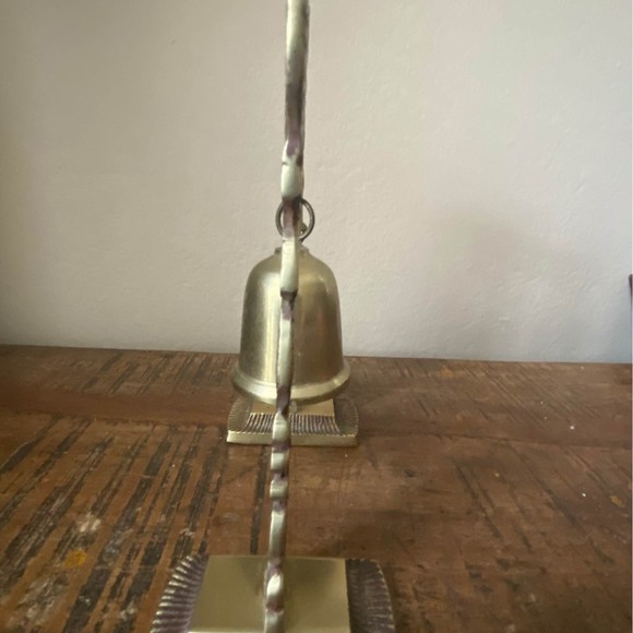 Vintage Chinese Brass Bell on Ornate Dragon Arch with Mallet - Picture 3 of 7